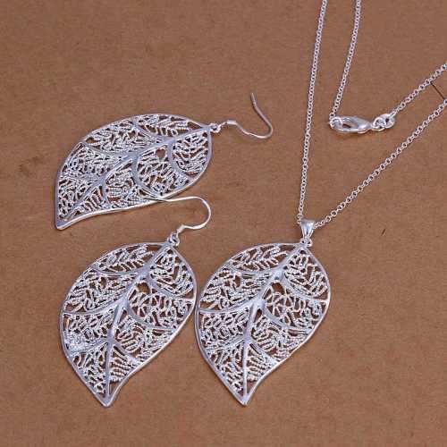 Delicate leaf necklace and earrings.. low  shipping special...