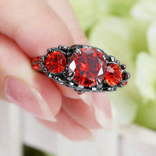 Ladies  Princess Size 7  Ruby  Gold Filled Ring   - low shipping