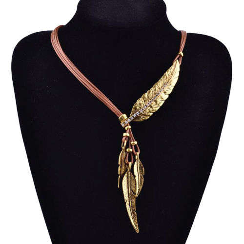Stunning feather charm layered necklace