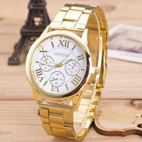 Geneva   Stainless Steel Analog Quartz Gold Wrist Watch