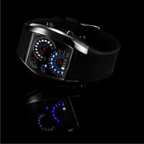Men's Fashion Black Stainless Steel Luxury Sport Analog Quartz Wrist DIAL Watch