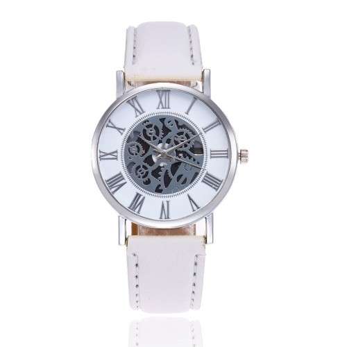 Mechanical Skeleton Transparent Vintage Style  Leather Watch