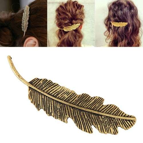 Very trendy and unique metal feather hair slide/clip..