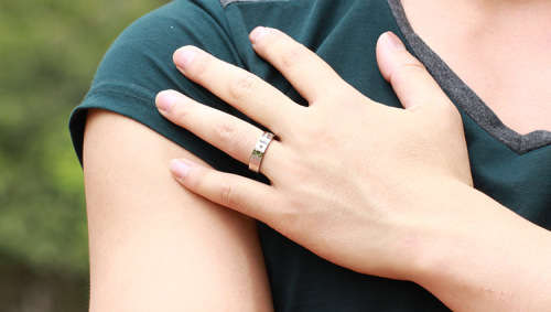 Titanium steel couples lock and key CZ rings...STUNNING