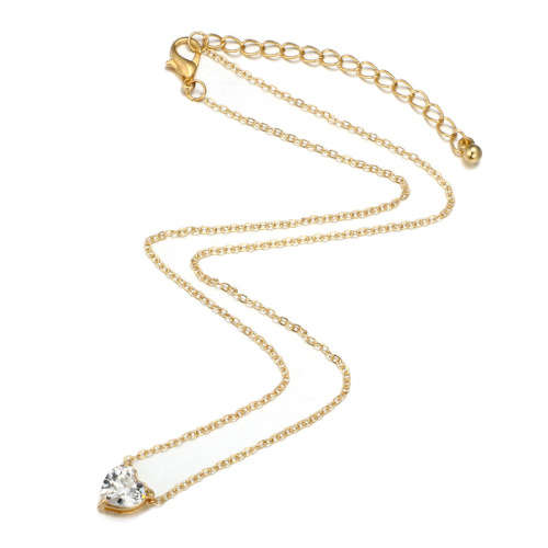 Beautiful heart CZ drop pendant necklace
