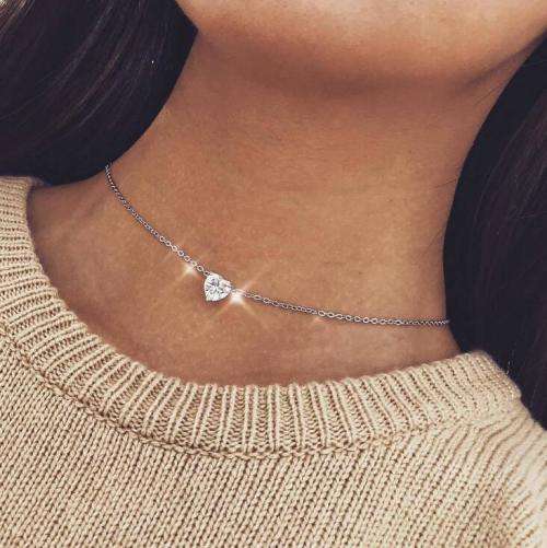 Beautiful heart CZ drop pendant necklace