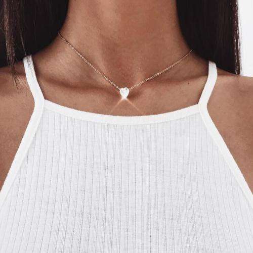Beautiful heart CZ drop pendant necklace