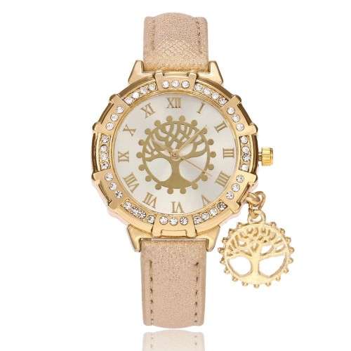 Stunning clover leaf gold watch or Tree of life gold watch with charm!!