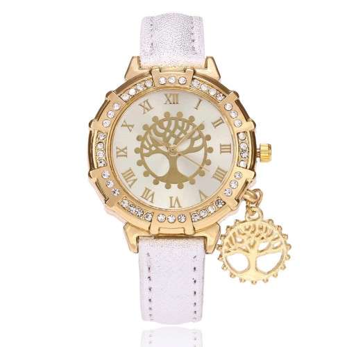 Stunning clover leaf gold watch or Tree of life gold watch with charm!!