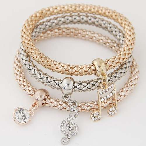 Three piece set bracelet.. gold, rose, white plated..