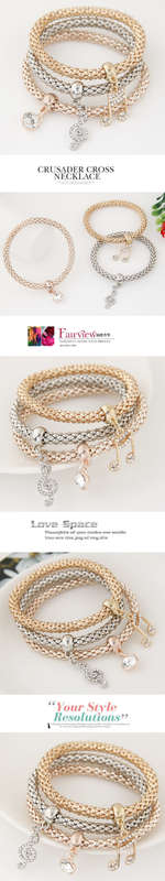 Three piece set bracelet.. gold, rose, white plated..