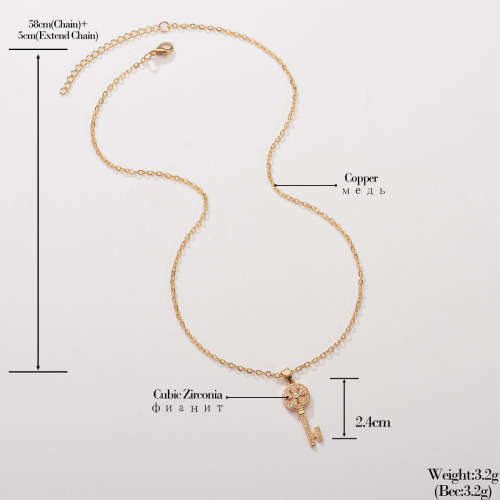 Sparkling gold filled crystal Key pendant and FREE chain
