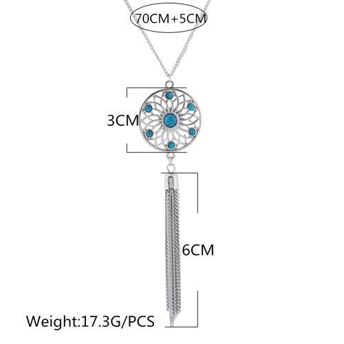 Elegant dream catcher silver and turquoise  pendant and chain