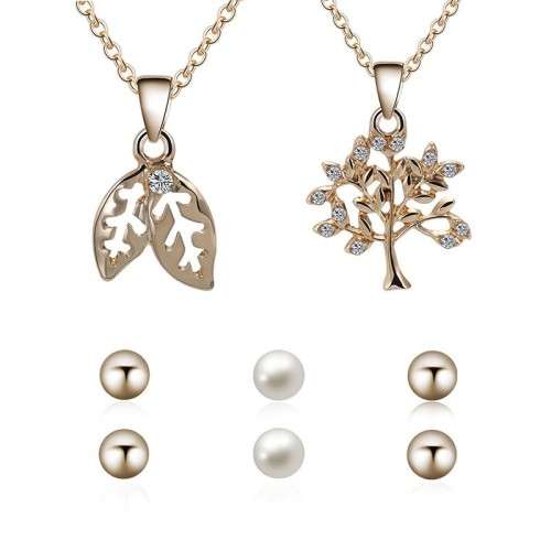 Captivating 5 piece jewelry set!! 2 pendants and 3 sets of earrings with 2 free chains!!
