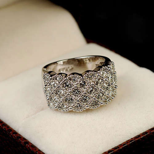 Elegant ladies pave' Platinum or Gold CZ plated engagement ring...