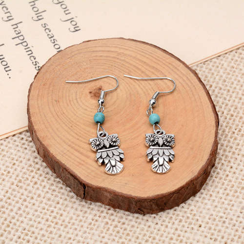 Tibetan silver owl earrings..LOWEST SHIPPING