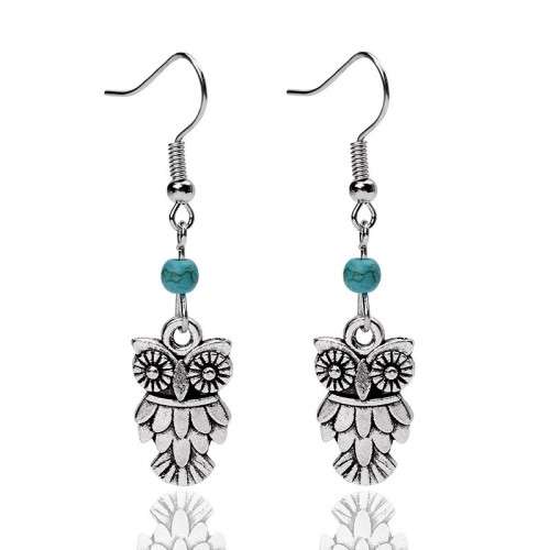 Tibetan silver owl earrings..LOWEST SHIPPING