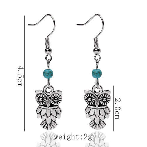 Tibetan silver owl earrings..LOWEST SHIPPING