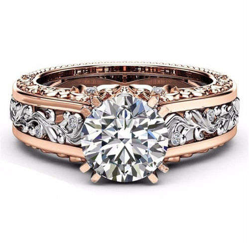 Exquisite 9ct gold filled filigree solitaire ring with CZ..LOWEST SHIPPING