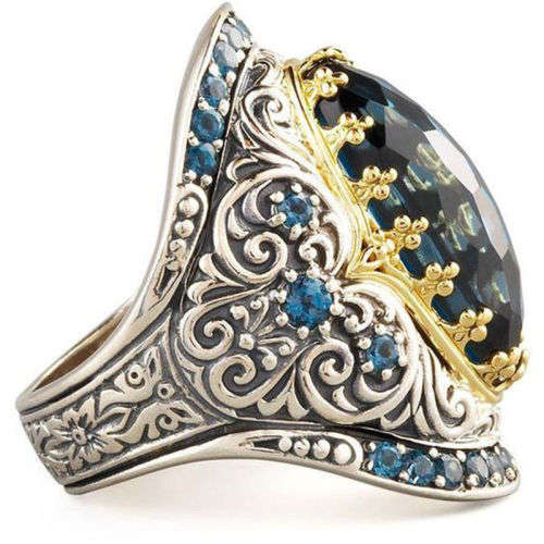 Tibetan silver Turkish inspired aquamarine ring..