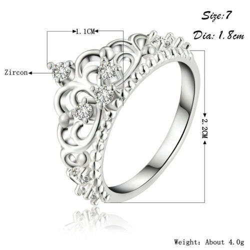 Beautiful Crown ring with CZ .. LOWEST SHIPPING