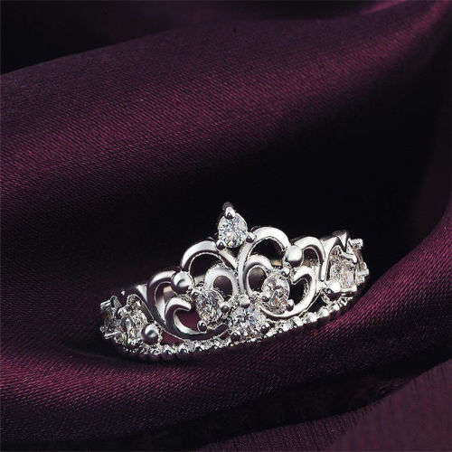 Beautiful Crown ring with CZ .. LOWEST SHIPPING