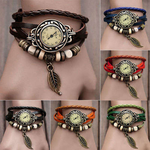 NEW Vintage Wrap Around Leather Bracelet Quartz Wrist Watch LOWEST SHIPPING