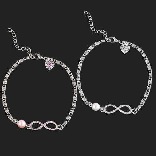Infinity crystal bracelet in pink or white.. LOWEST SHIPPING