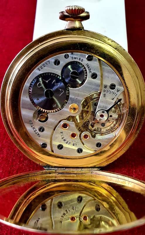 POCKET WATCH. ANTIQUE. CYMA DELUX. ROLLED GOLD. 15 JEWELS. SWISS MADE.
