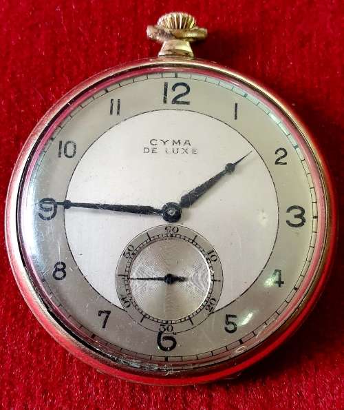 POCKET WATCH. ANTIQUE. CYMA DELUX. ROLLED GOLD. 15 JEWELS. SWISS MADE.
