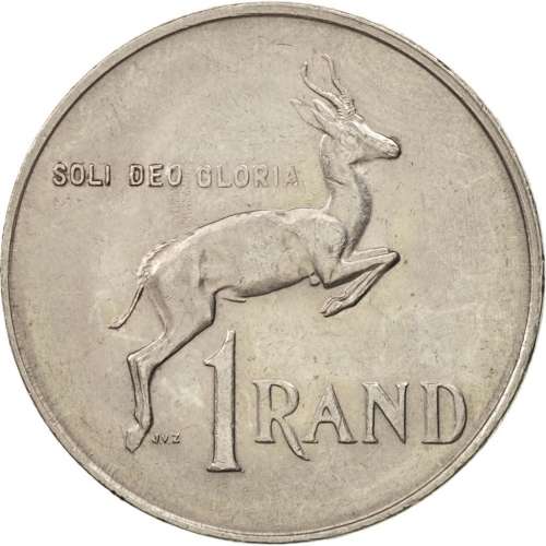 R1 ( ONE RAND ) COINS. SPRINGBOK. SOLI DEO GLORIA. NICKEL .VARIOUS DATES. 50 X UP FOR AUCTION