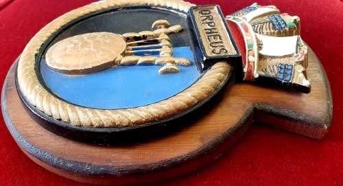 ROYAL NAVY CORVETTE. 1860 - 1863. HMS ORPHEUS. BADGE ( CREST)