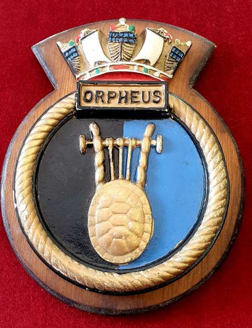 ROYAL NAVY CORVETTE. 1860 - 1863. HMS ORPHEUS. BADGE ( CREST)