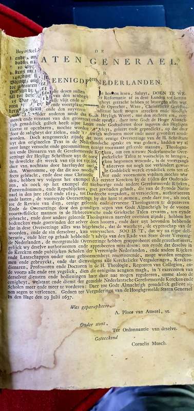 ANGLO BOER WAR. STAATEN GENERAAL BIBLE. 1861 ( USED IN SPRINGFONTEIN CC. 1901)