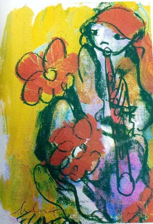 CLAERHOUT FRANS. MIXED MEDIA. PRINT. WITH ORIGINAL PEN SIGNATURE.