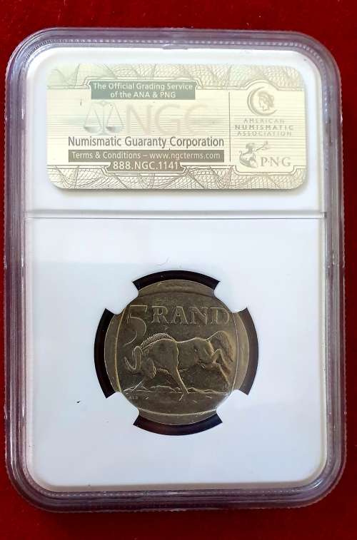 NELSON MANDELA .2000.  R5.  AU55. NGC GRADED.