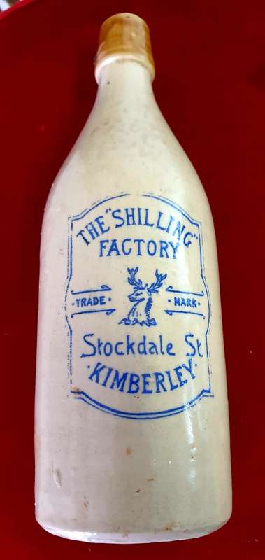 THE "SHILLING" FACTORY KIMBERLEY GINGER BEER BOTTLE. 1892