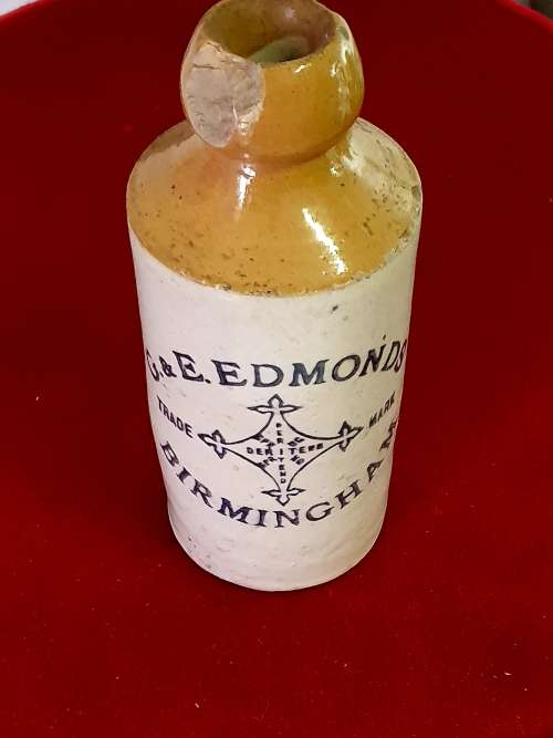 G & E EDMONDS STOUT STONE WARE STOUT BOTTLE 1901. BIRMINGHAM. SALVAGED FROM DEELFONTEIN.