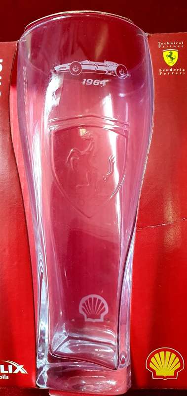 OFFICIAL SHELL FERRARI 1964 COLLECTIBLE GLASS SEALED IN  BOX.