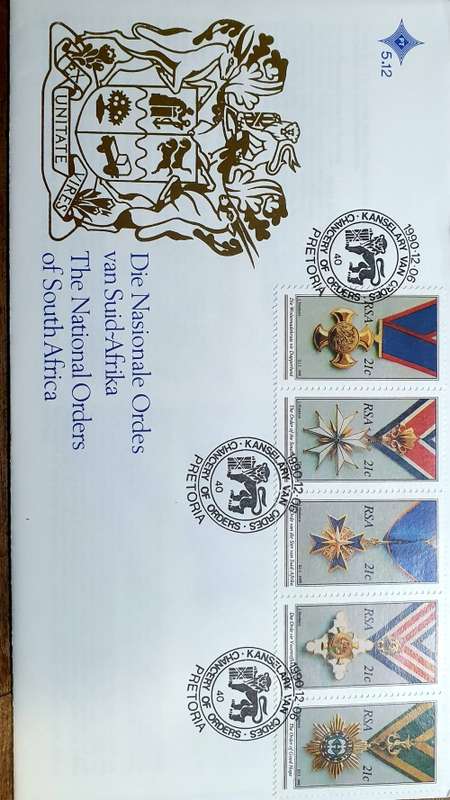 NATIONALE ORDES VAN SUID - AFRIKA. 1990. FDC. PRETORIA.