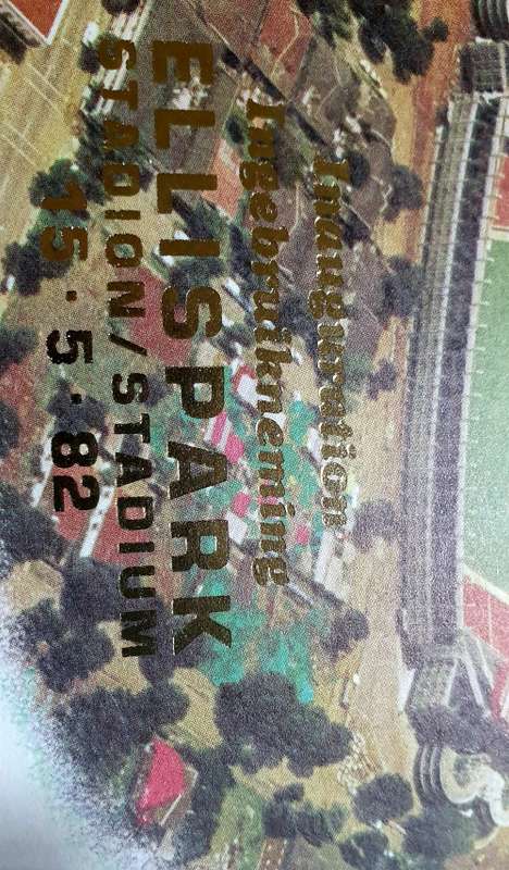 GOLD EMBOSSED ELLIS PARK STADIUM INAUGURATION. MEI 1982 . LIMITED EDITION .