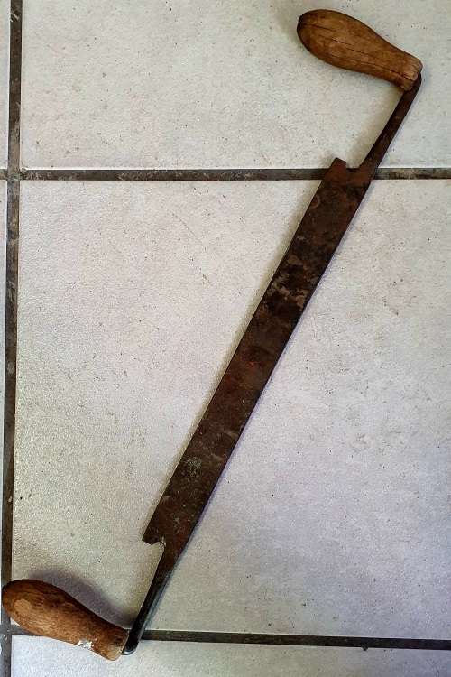 ANTIQUE DRAW KNIFE .33CM BLADE WOOD OFFSET PLANER. ORIGINAL HANDLES