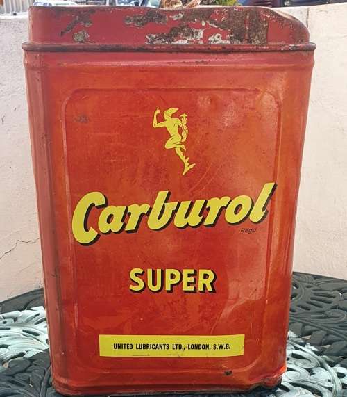 1960 ORIGINAL CARBUROL SUPER  5 GALLON MOTOR OIL DRUM.