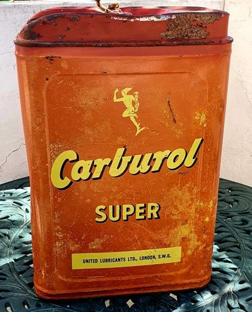 1960 ORIGINAL CARBUROL SUPER  5 GALLON MOTOR OIL DRUM.