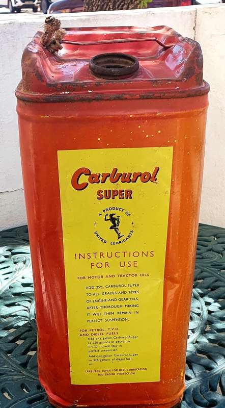 1960 ORIGINAL CARBUROL SUPER  5 GALLON MOTOR OIL DRUM.