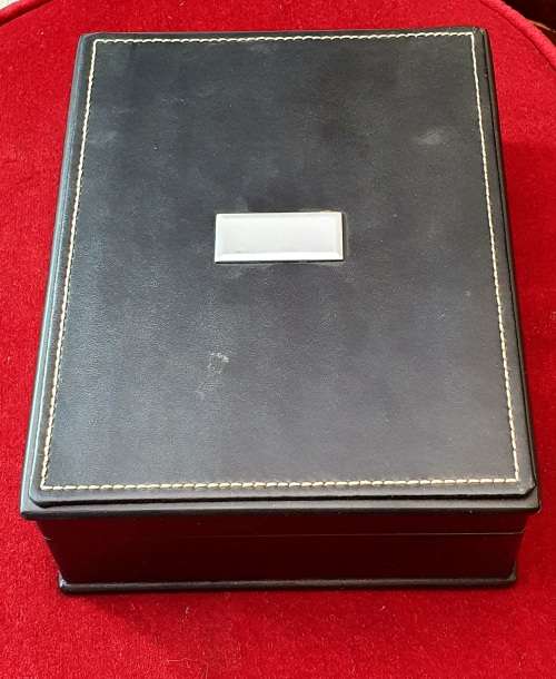 BALMAIN PARIS PEN SET ( 2 X ) WITH LEATHER BOX . AS NEW.
