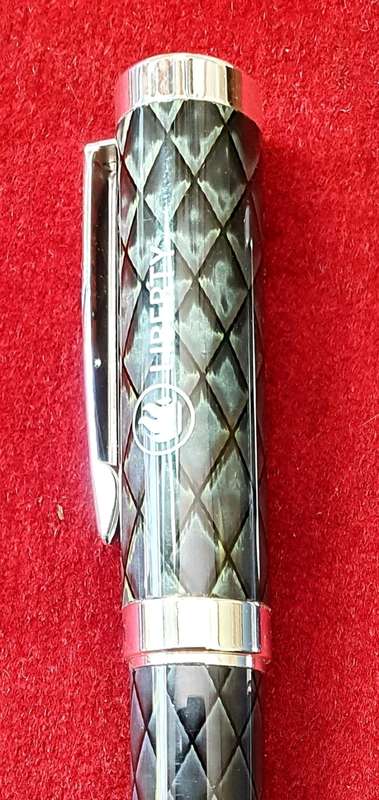 BALMAIN PARIS PEN SET ( 2 X ) WITH LEATHER BOX . AS NEW.