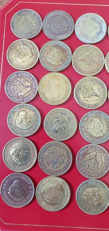 SOUTH AFRICA 1/2 CENT COLLECTION. 36 X  COINS. AU TO CIRCULATED.