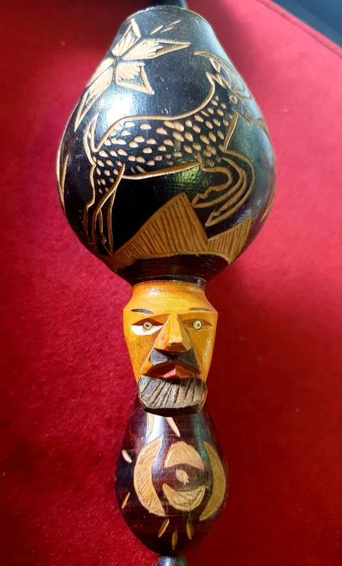 ANTIQUE HUGE SMOKING PIPE. HAND CARVED. 35CM LONG