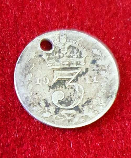 1911- 3 Pence - George V 1st issue COIN PENDANT .925 SILVER .1.41GR. SEE PHOTO REPORT